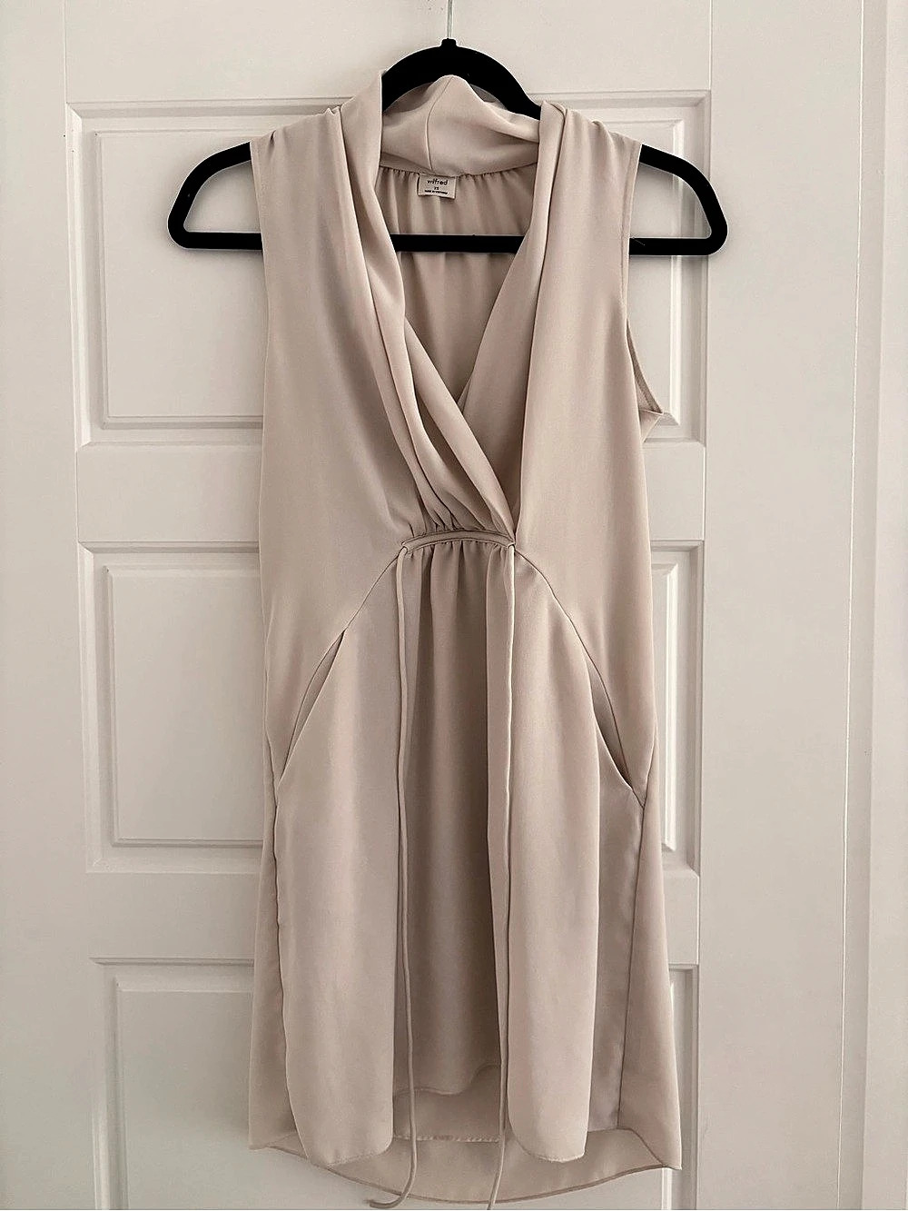 Aritzia Wilfred Sabine Dress Cream Wrap Style Size XS Like New